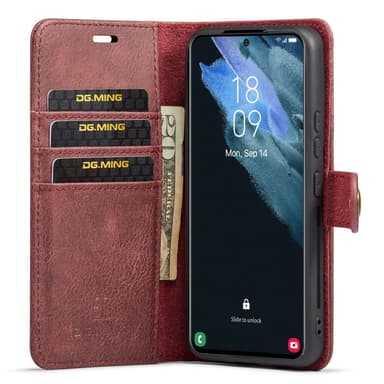 DG MING Samsung S23 2-in-1 magneetti lompakkokotelo - Punainen