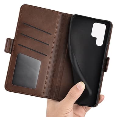 SKALO Samsung S23 Ultra Premium Wallet Lompakkokotelo - Ruskea