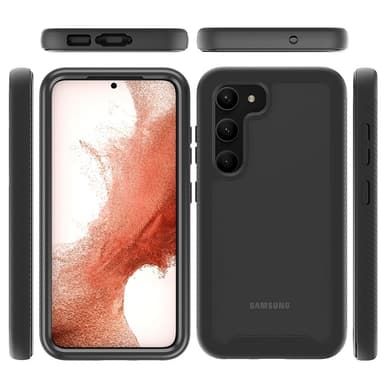 SKALO Samsung S23 Iskunkestävä Clear Hybridi Suojakuori - Musta