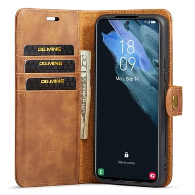 DG MING Samsung S23 Plus 2-in-1 magneetti lompakkokotelo - Ruskea