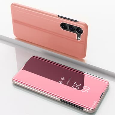 SKALO Samsung S23 Plus Clear View Mirror Lompakko - Ruusukulta