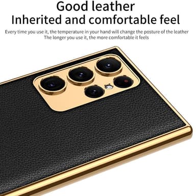SKALO Samsung S23 Ultra PU-nahkainen Gold Edge Suojakuori - Pinkki