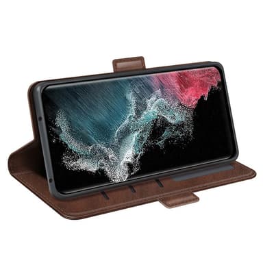 SKALO Samsung S23 Ultra Premium Wallet Lompakkokotelo - Ruskea