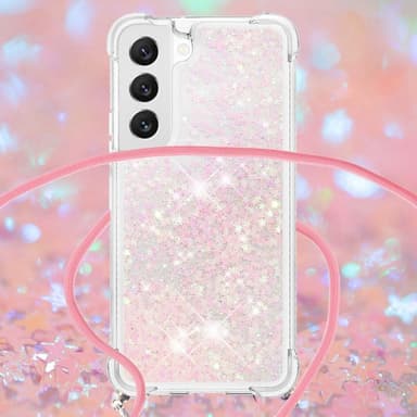 SKALO Samsung S23 Juoksuhiekka Glitter Mobile kaulapanta - Pinkki