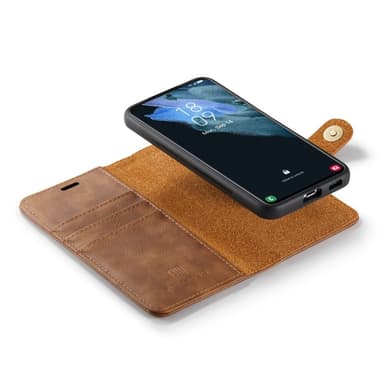 DG MING Samsung S23 Plus 2-in-1 magneetti lompakkokotelo - Ruskea