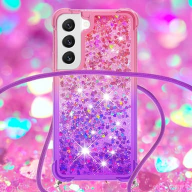 SKALO Samsung S23 Juoksuhiekka Glitter Mobile kaulapanta - Pinkki-Violetti
