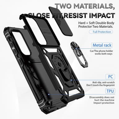 SKALO Samsung S23 Armor hybridi metallirengas kameran liukusäädin - - Musta