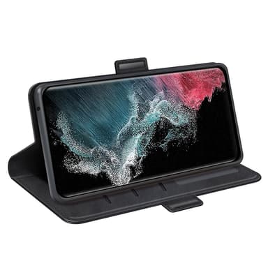 SKALO Samsung S23 Ultra Premium Wallet Lompakkokotelo - Musta