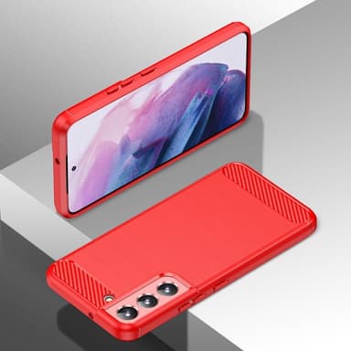 SKALO Samsung S23 Armor Carbon Iskunkestävä TPU suojakuori - Punainen