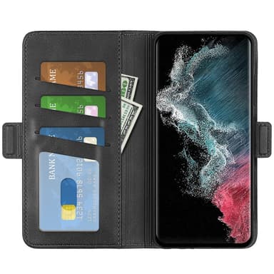 SKALO Samsung S23 Ultra Premium Wallet Lompakkokotelo - Musta