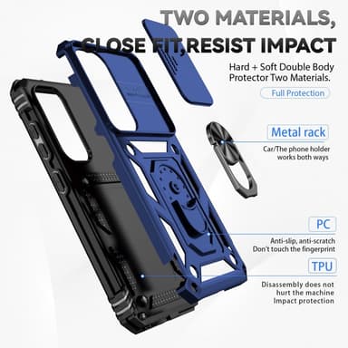 SKALO Samsung S23 Armor hybridi metallirengas kameran liukusäädin - - Sininen
