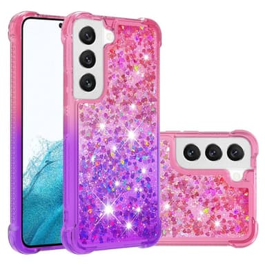 SKALO Samsung S23 Juoksuhiekka Glitter Sydämet TPU kuori - Pinkki-Violetti