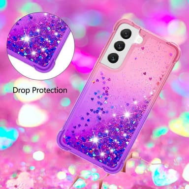 SKALO Samsung S23 Juoksuhiekka Glitter Sydämet TPU kuori - Pinkki-Violetti