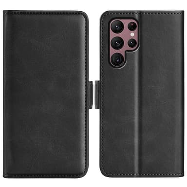 SKALO Samsung S23 Ultra Premium Wallet Lompakkokotelo - Musta