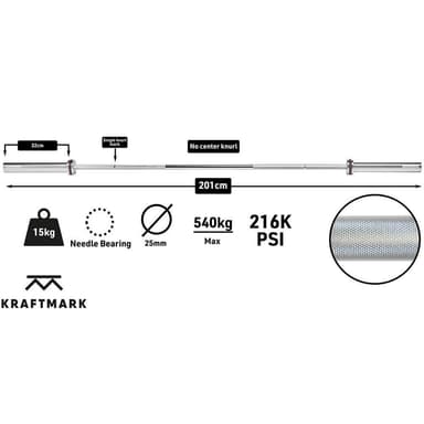 Kraftmark Kansainvälinen barbell 50 mm painonnosto 15 kg