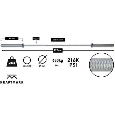 Kraftmark Kansainvälinen barbell 50 mm: n kuntosali 20 kg 1,0