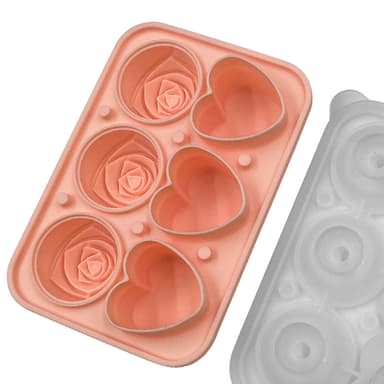 Heart+Rose 6-osainen silikoninen jääpalamuotti kannella Vaaleanpunainen