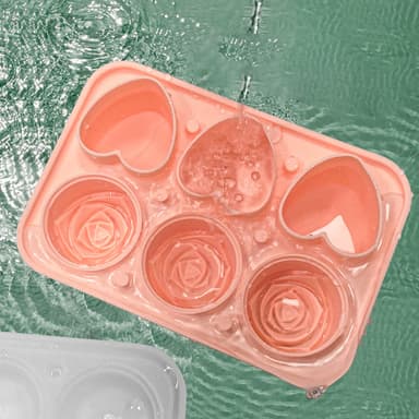 Heart+Rose 6-osainen silikoninen jääpalamuotti kannella Vaaleanpunainen