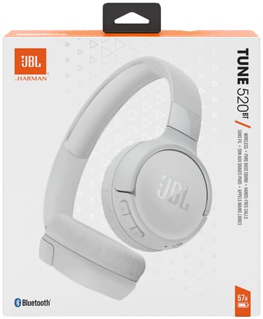JBL Tune 520BT langattomat on-ear kuulokkeet (valkoinen)