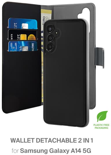 Puro Samsung Galaxy A14 2in1 lompakkokotelo (musta)