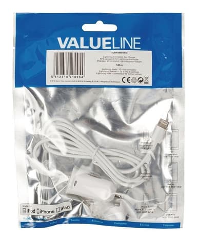 Valueline Autolaturi 2.1 A Apple Lightning Valkoinen