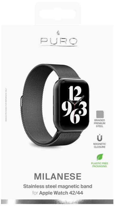 Puro Apple Watch 42-49 mm Milanese ranneke (musta)