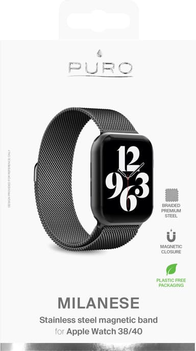 Puro Apple Watch 38-41 mm Milanese ranneke (musta)