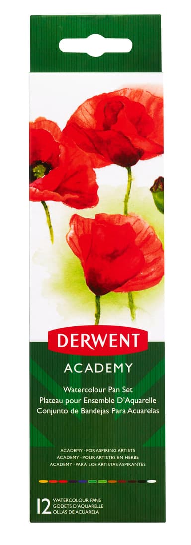 Derwent Academy Vesiväri 12 nappia + sivellin 12kpl