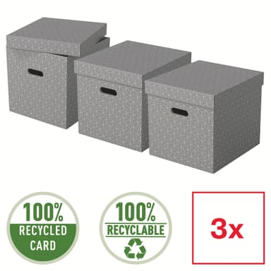 Esselte Home säilytyslaatikko Cube harmaa, 3kpl/pkt