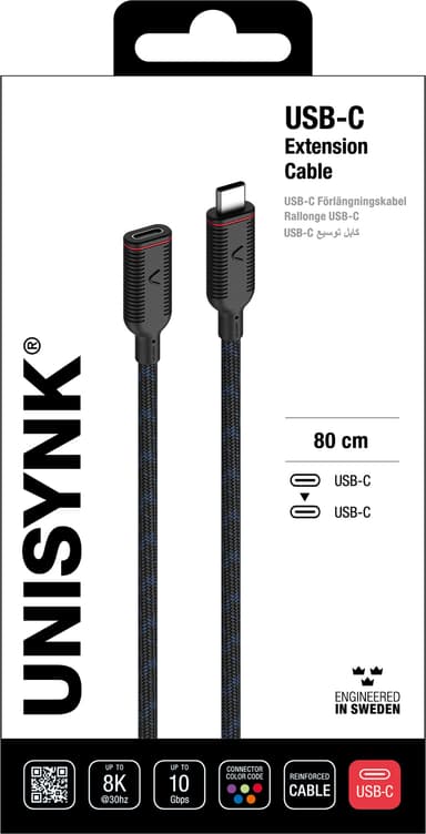 Unisynk USB-C jatkokaapeli (80 cm)