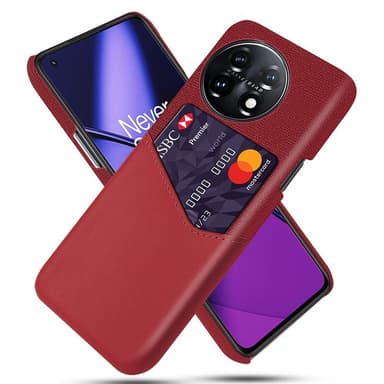 SKALO OnePlus 11 5G Premium PU Nahka kortinhaltija Suojakuori - Punainen