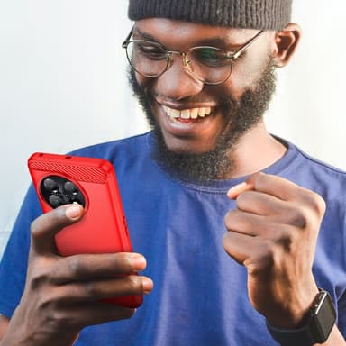 SKALO OnePlus 11 5G Armor Carbon Iskunkestävä TPU suojakuori - Punainen