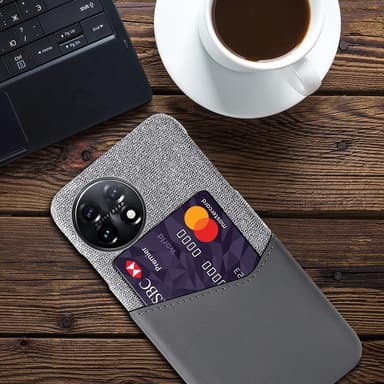 SKALO OnePlus 11 5G Premium PU Nahka kortinhaltija Suojakuori - Harmaa