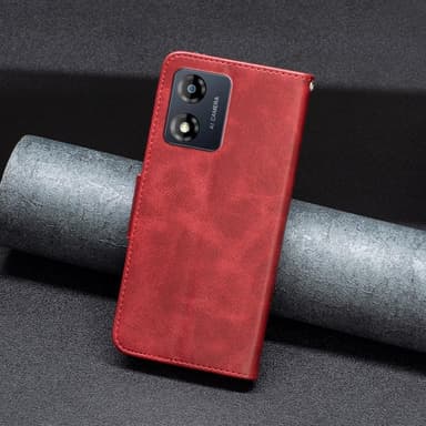 SKALO Motorola Moto E13 4G Lompakkokotelo PU-nahkaa - Punainen