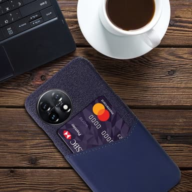 SKALO OnePlus 11 5G Premium PU Nahka kortinhaltija Suojakuori - Sininen