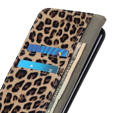 SKALO Motorola Moto E13 4G Leopardi lompakkokotelo PU-nahasta.