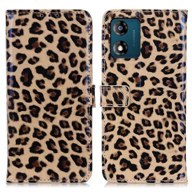 SKALO Motorola Moto E13 4G Leopardi lompakkokotelo PU-nahasta.