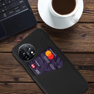 SKALO OnePlus 11 5G Premium PU Nahka kortinhaltija Suojakuori - Musta