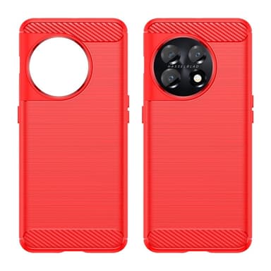 SKALO OnePlus 11 5G Armor Carbon Iskunkestävä TPU suojakuori - Punainen