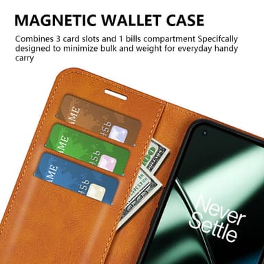 SKALO OnePlus 11 5G Lompakkokotelo PU-nahkaa - Musta