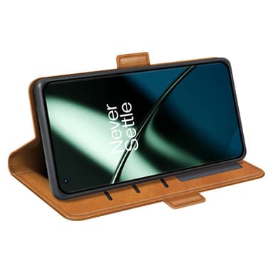 SKALO OnePlus 11 5G Premium Wallet Lompakkokotelo - Vaaleanruskea