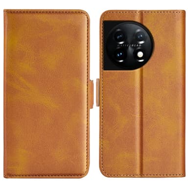 SKALO OnePlus 11 5G Premium Wallet Lompakkokotelo - Vaaleanruskea