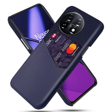 SKALO OnePlus 11 5G Premium PU Nahka kortinhaltija Suojakuori - Sininen