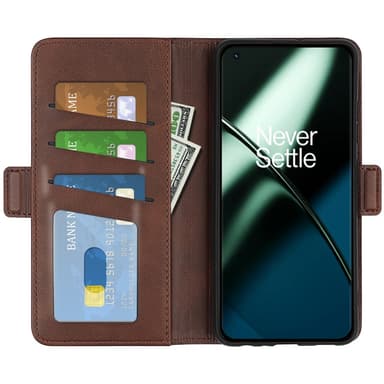SKALO OnePlus 11 5G Premium Wallet Lompakkokotelo - Ruskea