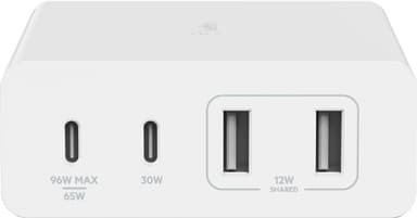 Belkin 108W GaN 4-Port Universal yleislaturi (valkoinen)