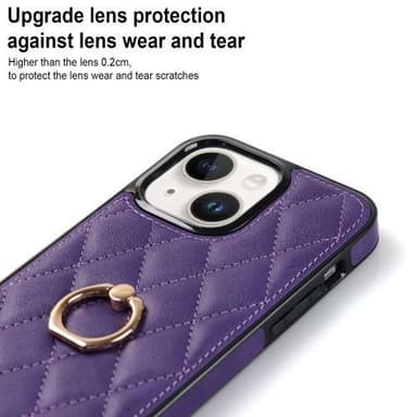 iPhone 14 -kotelo Rhombus Grid Pattern Takakannen Rengastuki - Violetti