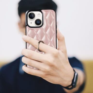 iPhone 14 -kotelo Rhombus Grid Pattern Takakannen Rengastuki - Ruusukulta