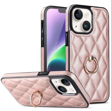 iPhone 14 -kotelo Rhombus Grid Pattern Takakannen Rengastuki - Ruusukulta