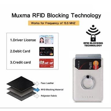MUXMA-kortinpidikkeen rengasteline RFID-estävä liimainen luottokorttipaikka - valkoinen