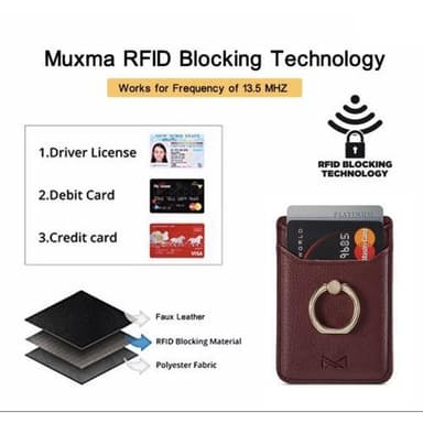 MUXMA-kortinpidikkeen rengasteline RFID-estävä liimainen luottokorttipaikka - viininpunainen